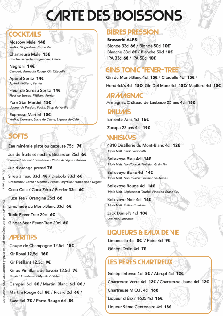 Carte boissons combloux