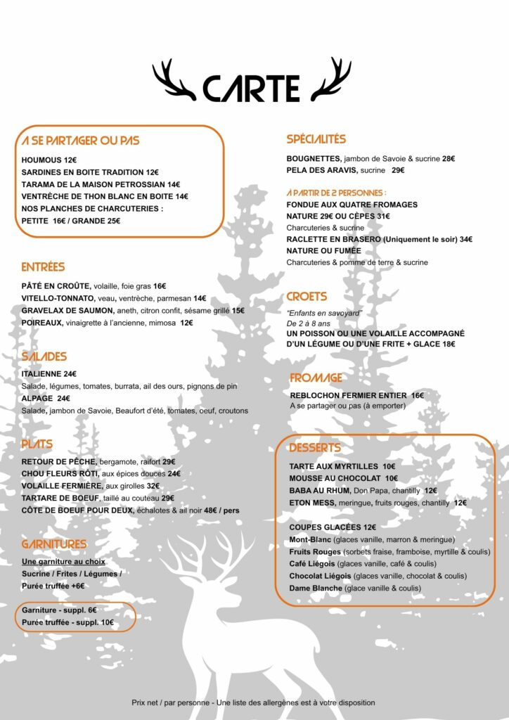 carte à manger
